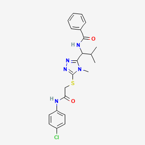 molecular formula C22H24ClN5O2S B4062438 N-{1-[5-({2-[(4-chlorophenyl)amino]-2-oxoethyl}sulfanyl)-4-methyl-4H-1,2,4-triazol-3-yl]-2-methylpropyl}benzamide 