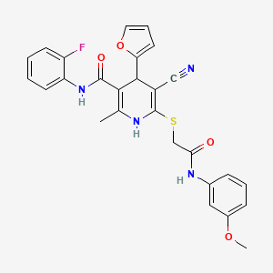 molecular formula C27H23FN4O4S B4062535 5-cyano-N-(2-fluorophenyl)-4-(2-furyl)-6-({2-[(3-methoxyphenyl)amino]-2-oxoethyl}thio)-2-methyl-1,4-dihydro-3-pyridinecarboxamide 