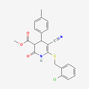 molecular formula C22H19ClN2O3S B4062626 METHYL 6-{[(2-CHLOROPHENYL)METHYL]SULFANYL}-5-CYANO-4-(4-METHYLPHENYL)-2-OXO-1,2,3,4-TETRAHYDROPYRIDINE-3-CARBOXYLATE 