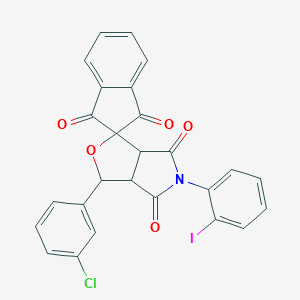 molecular formula C26H15ClINO5 B406273 3-(3-chlorophenyl)-5-(2-iodophenyl)-3a,6a-dihydrospiro[furo[3,4-c]pyrrole-1,2'-indene]-1',3',4,6(3H,5H)-tetrone 