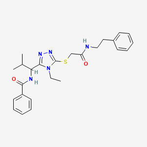 molecular formula C25H31N5O2S B4062888 N-{1-[4-ethyl-5-({2-oxo-2-[(2-phenylethyl)amino]ethyl}sulfanyl)-4H-1,2,4-triazol-3-yl]-2-methylpropyl}benzamide 