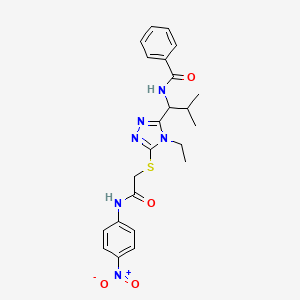 molecular formula C23H26N6O4S B4062907 N-{1-[4-ethyl-5-({2-[(4-nitrophenyl)amino]-2-oxoethyl}sulfanyl)-4H-1,2,4-triazol-3-yl]-2-methylpropyl}benzamide 