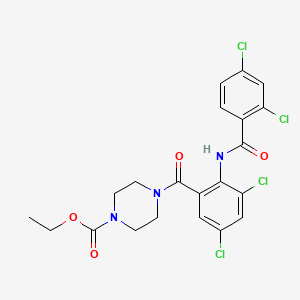molecular formula C21H19Cl4N3O4 B4062956 Ethyl 4-[3,5-dichloro-2-[(2,4-dichlorobenzoyl)amino]benzoyl]piperazine-1-carboxylate 