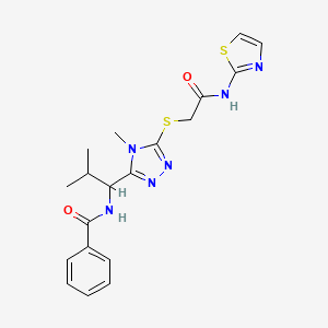 molecular formula C19H22N6O2S2 B4063013 N-[2-methyl-1-(4-methyl-5-{[2-oxo-2-(1,3-thiazol-2-ylamino)ethyl]sulfanyl}-4H-1,2,4-triazol-3-yl)propyl]benzamide 