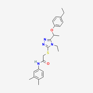 molecular formula C24H30N4O2S B4063029 N-(3,4-dimethylphenyl)-2-({4-ethyl-5-[1-(4-ethylphenoxy)ethyl]-4H-1,2,4-triazol-3-yl}sulfanyl)acetamide 