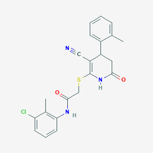 molecular formula C22H20ClN3O2S B4063137 N-(3-chloro-2-methylphenyl)-2-{[3-cyano-4-(2-methylphenyl)-6-oxo-1,4,5,6-tetrahydropyridin-2-yl]sulfanyl}acetamide 