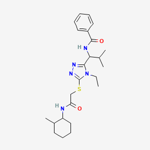 molecular formula C24H35N5O2S B4063175 N-{1-[4-ethyl-5-({2-[(2-methylcyclohexyl)amino]-2-oxoethyl}sulfanyl)-4H-1,2,4-triazol-3-yl]-2-methylpropyl}benzamide 