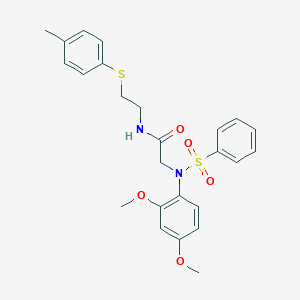 molecular formula C25H28N2O5S2 B406318 2-[[2,4-bis(methyloxy)phenyl](phenylsulfonyl)amino]-N-{2-[(4-methylphenyl)sulfanyl]ethyl}acetamide 
