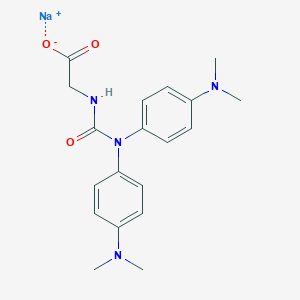 molecular formula C19H23N4NaO3 B040632 Sodium 2-(3,3-bis(4-(dimethylamino)phenyl)ureido)acetate CAS No. 115871-19-7
