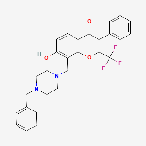 molecular formula C28H25F3N2O3 B4063221 8-[(4-benzylpiperazin-1-yl)methyl]-7-hydroxy-3-phenyl-2-(trifluoromethyl)-4H-chromen-4-one 
