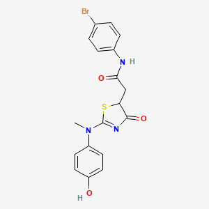 molecular formula C18H16BrN3O3S B4063282 N-(4-bromophenyl)-2-{2-[(4-hydroxyphenyl)(methyl)amino]-4-oxo-4,5-dihydro-1,3-thiazol-5-yl}acetamide 
