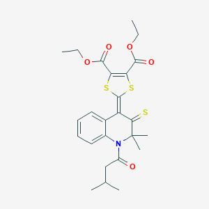 molecular formula C25H29NO5S3 B406329 Diethyl 2-[2,2-dimethyl-1-(3-methylbutanoyl)-3-sulfanylidenequinolin-4-ylidene]-1,3-dithiole-4,5-dicarboxylate CAS No. 331640-19-8
