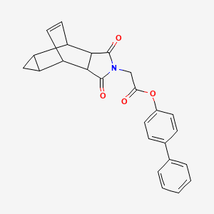 molecular formula C25H21NO4 B4063336 biphenyl-4-yl (1,3-dioxooctahydro-4,6-ethenocyclopropa[f]isoindol-2(1H)-yl)acetate 