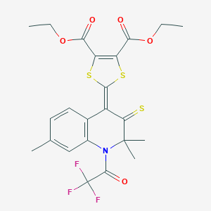 molecular formula C23H22F3NO5S3 B406334 Diethyl 2-[2,2,7-trimethyl-3-sulfanylidene-1-(2,2,2-trifluoroacetyl)quinolin-4-ylidene]-1,3-dithiole-4,5-dicarboxylate CAS No. 331640-30-3