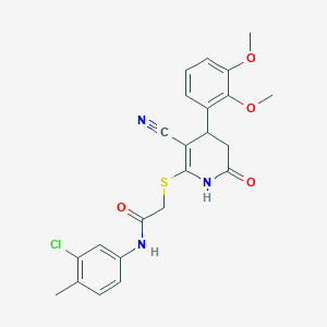 molecular formula C23H22ClN3O4S B4063424 N-(3-chloro-4-methylphenyl)-2-{[3-cyano-4-(2,3-dimethoxyphenyl)-6-oxo-1,4,5,6-tetrahydropyridin-2-yl]sulfanyl}acetamide 