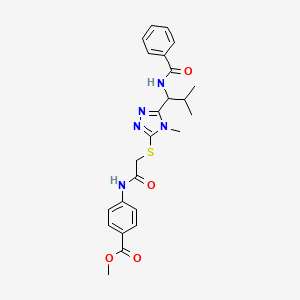 molecular formula C24H27N5O4S B4063589 methyl 4-({[(4-methyl-5-{2-methyl-1-[(phenylcarbonyl)amino]propyl}-4H-1,2,4-triazol-3-yl)sulfanyl]acetyl}amino)benzoate 