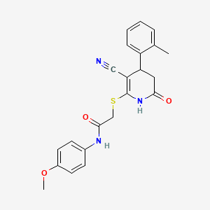 molecular formula C22H21N3O3S B4063641 2-{[3-cyano-4-(2-methylphenyl)-6-oxo-1,4,5,6-tetrahydropyridin-2-yl]sulfanyl}-N-(4-methoxyphenyl)acetamide 