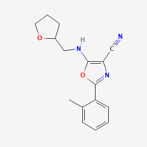 molecular formula C16H17N3O2 B4063674 2-(2-methylphenyl)-5-[(tetrahydro-2-furanylmethyl)amino]-1,3-oxazole-4-carbonitrile 