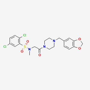 molecular formula C21H23Cl2N3O5S B4063706 N-[2-[4-(1,3-benzodioxol-5-ylmethyl)piperazin-1-yl]-2-oxoethyl]-2,5-dichloro-N-methylbenzenesulfonamide 