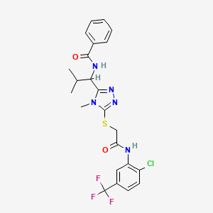 molecular formula C23H23ClF3N5O2S B4063726 N-[1-[5-[2-[2-chloro-5-(trifluoromethyl)anilino]-2-oxoethyl]sulfanyl-4-methyl-1,2,4-triazol-3-yl]-2-methylpropyl]benzamide 