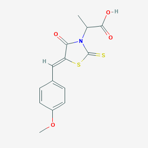 molecular formula C14H13NO4S2 B406373 2-[(5Z)-5-[(4-methoxyphenyl)methylidene]-4-oxo-2-sulfanylidene-1,3-thiazolidin-3-yl]propanoic acid 