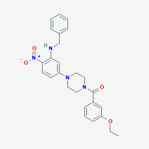 molecular formula C26H28N4O4 B4063894 N-benzyl-5-[4-(3-ethoxybenzoyl)-1-piperazinyl]-2-nitroaniline 