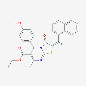 molecular formula C28H24N2O4S B406399 ethyl 5-(4-methoxyphenyl)-7-methyl-2-(1-naphthylmethylene)-3-oxo-2,3-dihydro-5H-[1,3]thiazolo[3,2-a]pyrimidine-6-carboxylate 