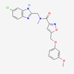 molecular formula C21H19ClN4O4 B4063995 N-[(5-chloro-1H-benzimidazol-2-yl)methyl]-5-[(3-methoxyphenoxy)methyl]-N-methyl-3-isoxazolecarboxamide 