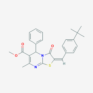 molecular formula C26H26N2O3S B406407 methyl 2-(4-tert-butylbenzylidene)-7-methyl-3-oxo-5-phenyl-2,3-dihydro-5H-[1,3]thiazolo[3,2-a]pyrimidine-6-carboxylate 