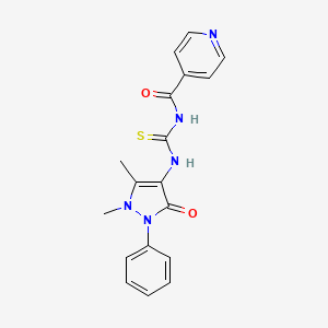molecular formula C18H17N5O2S B4064077 N-{[(1,5-dimethyl-3-oxo-2-phenyl-2,3-dihydro-1H-pyrazol-4-yl)amino]carbonothioyl}isonicotinamide 