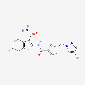 molecular formula C19H19BrN4O3S B4064098 5-[(4-BROMO-1H-PYRAZOL-1-YL)METHYL]-N-(3-CARBAMOYL-6-METHYL-4,5,6,7-TETRAHYDRO-1-BENZOTHIOPHEN-2-YL)FURAN-2-CARBOXAMIDE 