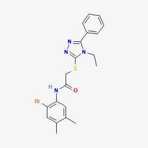 molecular formula C20H21BrN4OS B4064147 N-(2-bromo-4,5-dimethylphenyl)-2-[(4-ethyl-5-phenyl-1,2,4-triazol-3-yl)sulfanyl]acetamide 