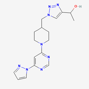 molecular formula C17H22N8O B4064176 1-[1-[[1-(6-Pyrazol-1-ylpyrimidin-4-yl)piperidin-4-yl]methyl]triazol-4-yl]ethanol 