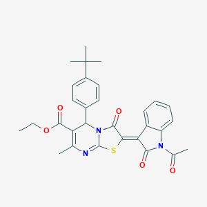 molecular formula C30H29N3O5S B406419 ethyl (2Z)-2-(1-acetyl-2-oxoindol-3-ylidene)-5-(4-tert-butylphenyl)-7-methyl-3-oxo-5H-[1,3]thiazolo[3,2-a]pyrimidine-6-carboxylate CAS No. 324568-07-2