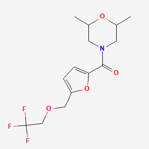 molecular formula C14H18F3NO4 B4064193 2,6-dimethyl-4-{5-[(2,2,2-trifluoroethoxy)methyl]-2-furoyl}morpholine 