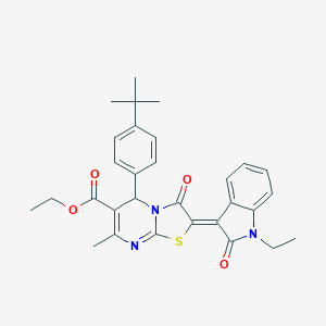 molecular formula C30H31N3O4S B406422 ethyl 5-(4-tert-butylphenyl)-2-(1-ethyl-2-oxo-1,2-dihydro-3H-indol-3-ylidene)-7-methyl-3-oxo-2,3-dihydro-5H-[1,3]thiazolo[3,2-a]pyrimidine-6-carboxylate CAS No. 324568-05-0