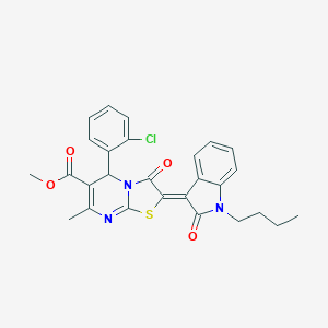 molecular formula C27H24ClN3O4S B406433 methyl (2Z)-2-(1-butyl-2-oxoindol-3-ylidene)-5-(2-chlorophenyl)-7-methyl-3-oxo-5H-[1,3]thiazolo[3,2-a]pyrimidine-6-carboxylate CAS No. 324567-89-7