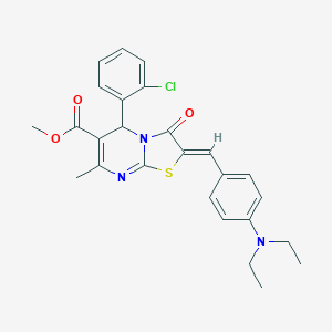 molecular formula C26H26ClN3O3S B406439 methyl (2Z)-5-(2-chlorophenyl)-2-[4-(diethylamino)benzylidene]-7-methyl-3-oxo-2,3-dihydro-5H-[1,3]thiazolo[3,2-a]pyrimidine-6-carboxylate 