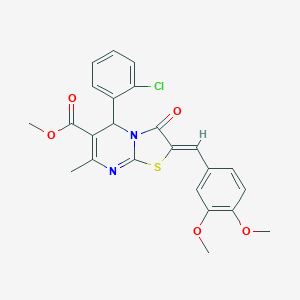molecular formula C24H21ClN2O5S B406442 methyl 5-(2-chlorophenyl)-2-(3,4-dimethoxybenzylidene)-7-methyl-3-oxo-2,3-dihydro-5H-[1,3]thiazolo[3,2-a]pyrimidine-6-carboxylate 