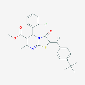 molecular formula C26H25ClN2O3S B406443 methyl 2-(4-tert-butylbenzylidene)-5-(2-chlorophenyl)-7-methyl-3-oxo-2,3-dihydro-5H-[1,3]thiazolo[3,2-a]pyrimidine-6-carboxylate 