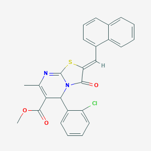 molecular formula C26H19ClN2O3S B406444 methyl (2Z)-5-(2-chlorophenyl)-7-methyl-2-(naphthalen-1-ylmethylidene)-3-oxo-5H-[1,3]thiazolo[3,2-a]pyrimidine-6-carboxylate CAS No. 324567-58-0