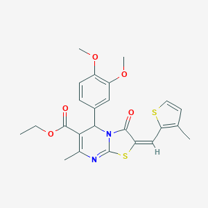 molecular formula C24H24N2O5S2 B406462 ethyl 5-(3,4-dimethoxyphenyl)-7-methyl-2-[(3-methyl-2-thienyl)methylene]-3-oxo-2,3-dihydro-5H-[1,3]thiazolo[3,2-a]pyrimidine-6-carboxylate 