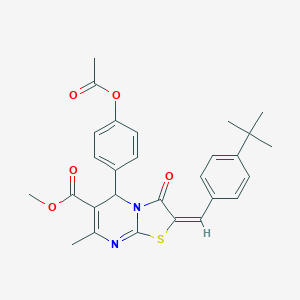 molecular formula C28H28N2O5S B406465 methyl (2E)-5-(4-acetyloxyphenyl)-2-[(4-tert-butylphenyl)methylidene]-7-methyl-3-oxo-5H-[1,3]thiazolo[3,2-a]pyrimidine-6-carboxylate CAS No. 324568-01-6