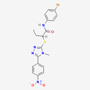 molecular formula C19H18BrN5O3S B4064777 N-(4-bromophenyl)-2-{[4-methyl-5-(4-nitrophenyl)-4H-1,2,4-triazol-3-yl]sulfanyl}butanamide 