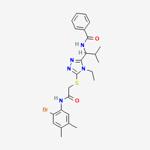 molecular formula C25H30BrN5O2S B4064807 N-{1-[5-({2-[(2-bromo-4,5-dimethylphenyl)amino]-2-oxoethyl}sulfanyl)-4-ethyl-4H-1,2,4-triazol-3-yl]-2-methylpropyl}benzamide 