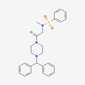 molecular formula C26H29N3O3S B4064907 N-{2-[4-(diphenylmethyl)piperazin-1-yl]-2-oxoethyl}-N-methylbenzenesulfonamide 
