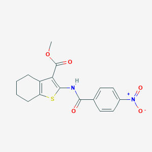 molecular formula C17H16N2O5S B406493 METHYL 2-(4-NITROBENZAMIDO)-4,5,6,7-TETRAHYDRO-1-BENZOTHIOPHENE-3-CARBOXYLATE 