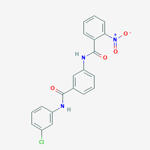 molecular formula C20H14ClN3O4 B406494 N-{3-[(3-chlorophenyl)carbamoyl]phenyl}-2-nitrobenzamide 