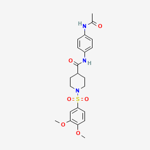 molecular formula C22H27N3O6S B4064956 N-(4-acetamidophenyl)-1-(3,4-dimethoxyphenyl)sulfonylpiperidine-4-carboxamide 