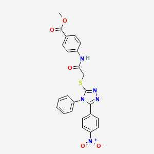 molecular formula C24H19N5O5S B4064994 Methyl 4-(2-((5-(4-nitrophenyl)-4-phenyl-4H-1,2,4-triazol-3-yl)thio)acetamido)benzoate 